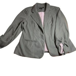 41 Hawthorn Sage Textured Blazer Striped Lining Lg Career Minimalist Soft Office